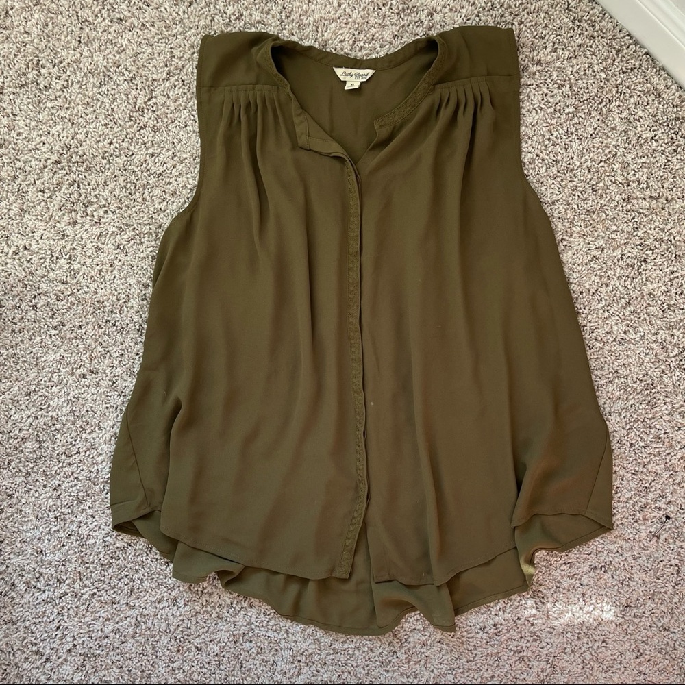 Lucky Brand Olive Green Sleeveless Top